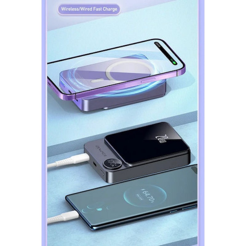 AWEI P39K Powerbank μαγνητικής φόρτισης, 10.000mah, 20W, Grey (005500 ) AWEI P39K Powerbank μαγνητικής φόρτισης, 10.000mah, 20W, Grey (005500 )